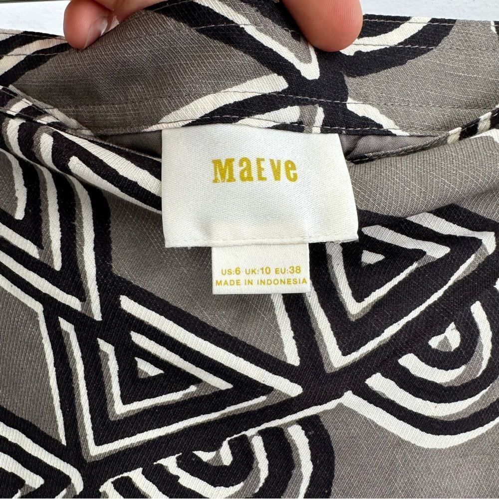⛔️SOLD⛔️Anthropologie Maeve Edessa Linen Brown Tribal Print Sarong Wrap Skirt Si - Picture 7 of 12